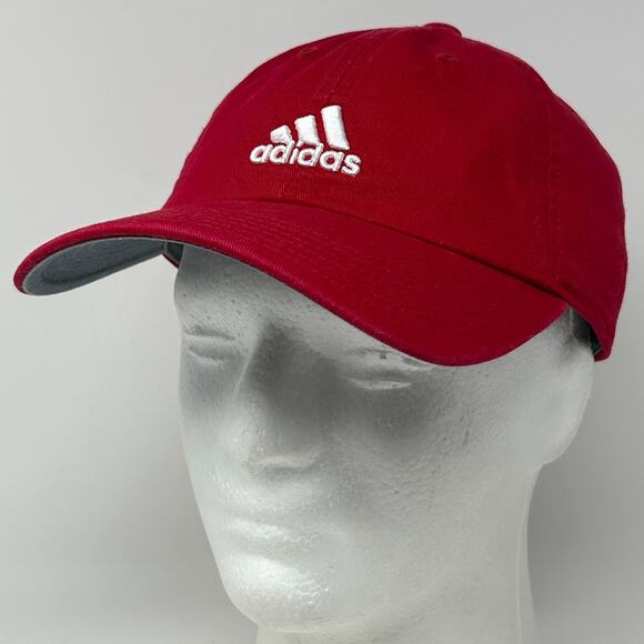 Adidas Climalite Dad Hat Baseball Cap Red Logo Strapback 6 Panel Unstructured - Picture 10 of 10